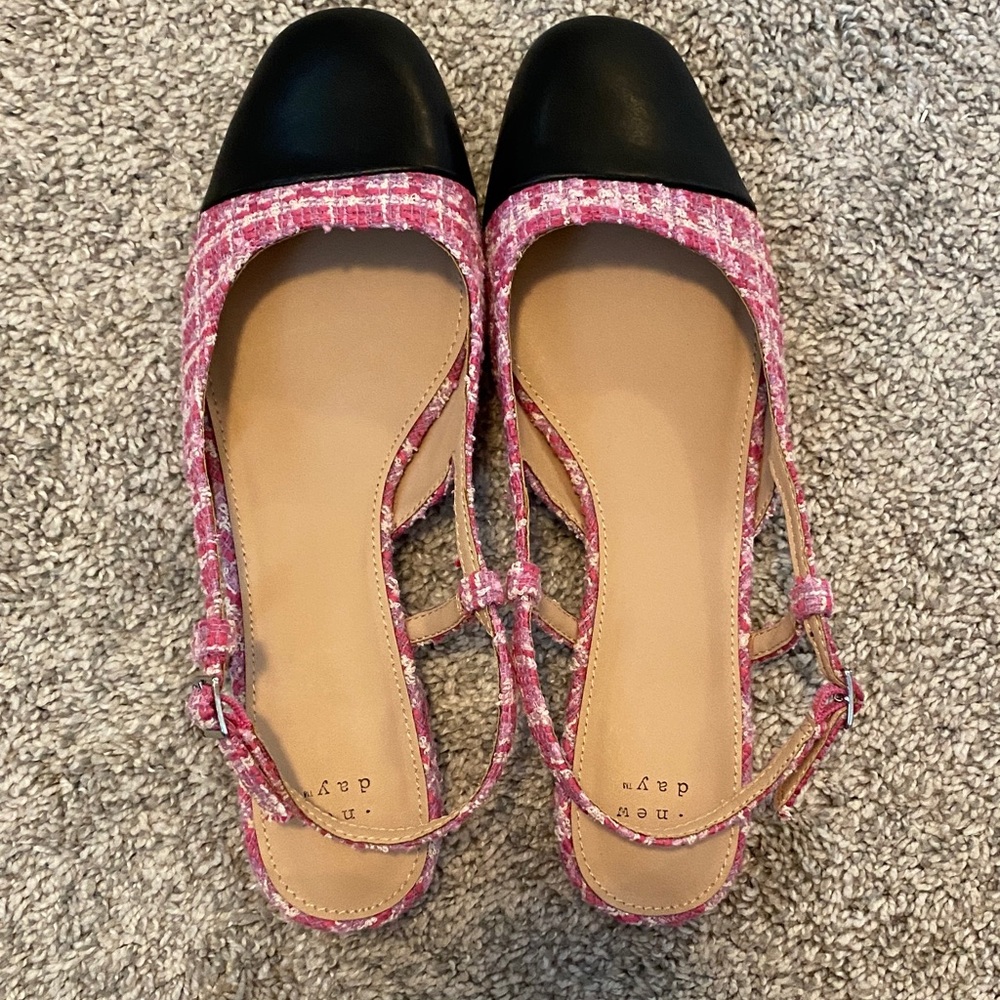 NWOT a new day Chic Pink and Black Women's Flats size 8 1/2